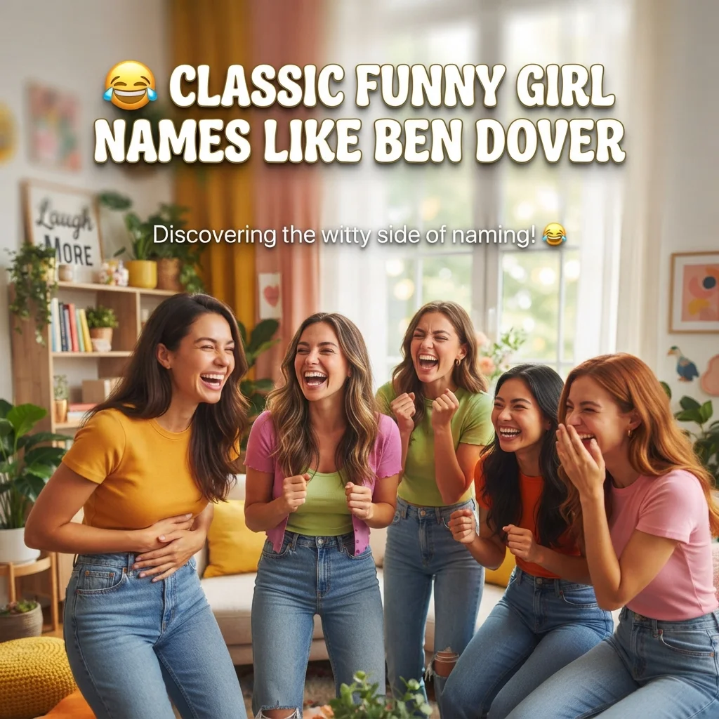 Classic funny girl names like Ben Dover with clever, punny, and hilarious wordplay ideas
