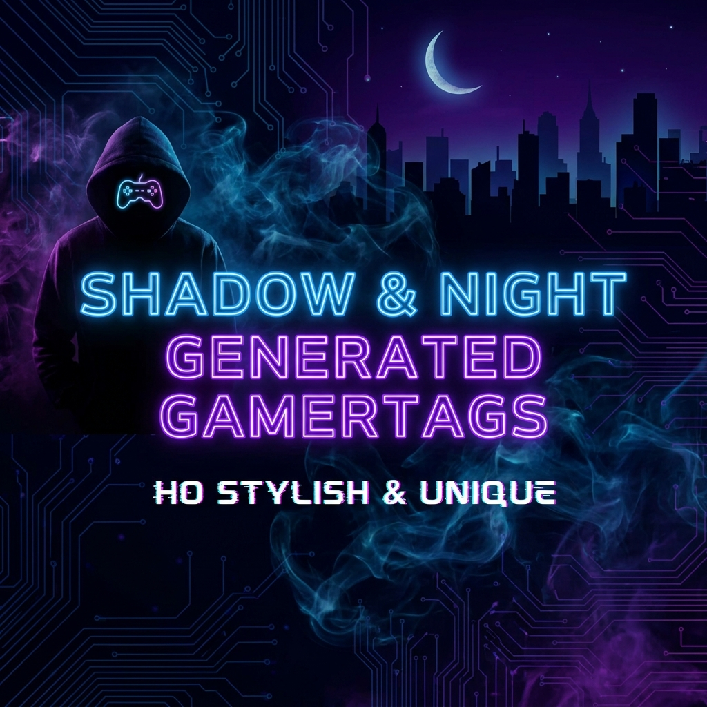 Shadow and night generated gamertags featuring dark, mysterious, and cool gaming name ideas