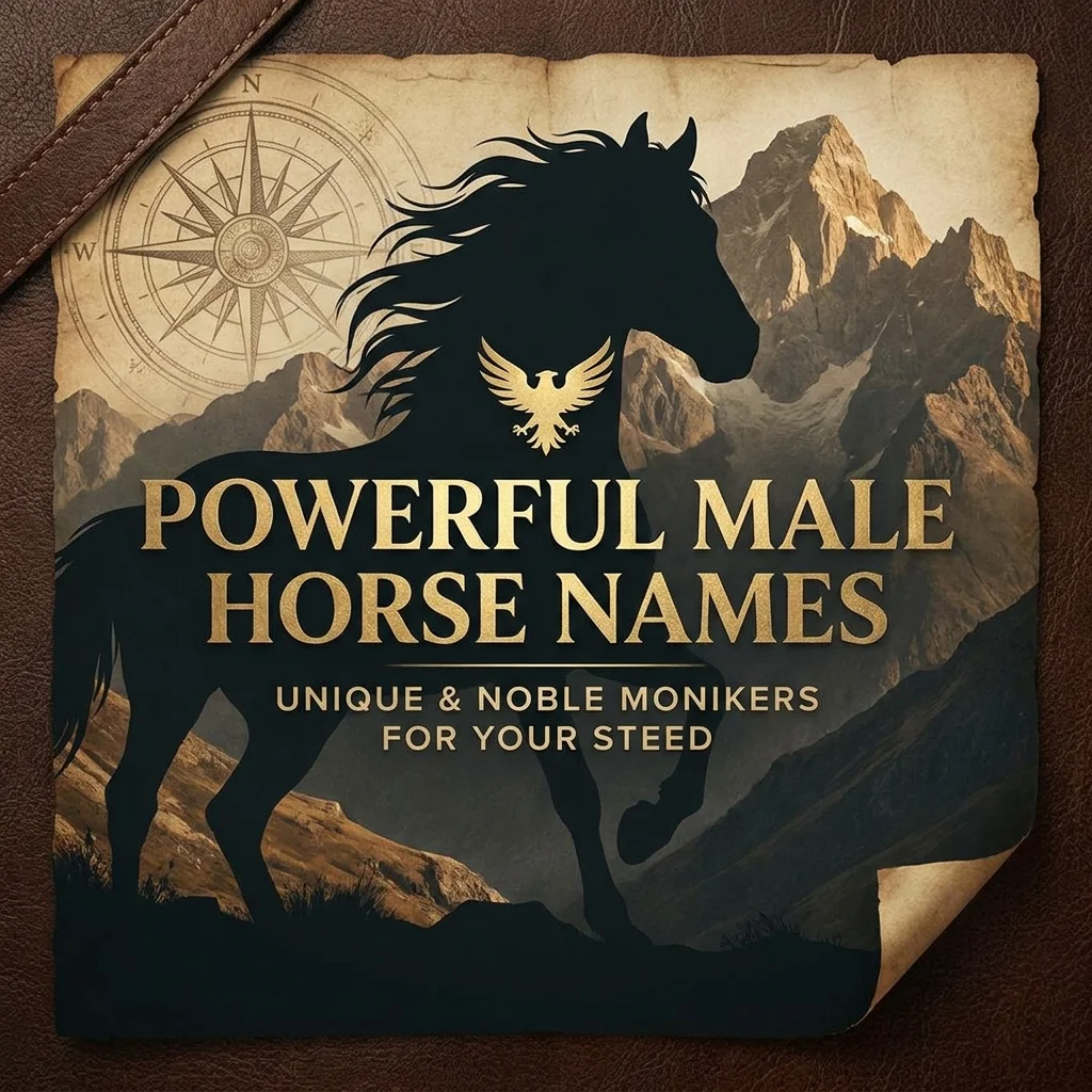 Powerful male horse names featuring strong, bold, and majestic name ideas